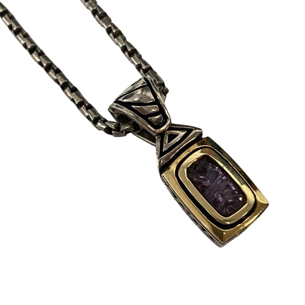 JOHN ATENCIO Amethyst Sterling Silver 18k Gold Pendant Necklace Fathers Day Gift